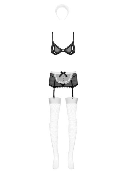 Сексуальный костюм горничной Obsessive Maidme, L/XL (черный) 6095 фото