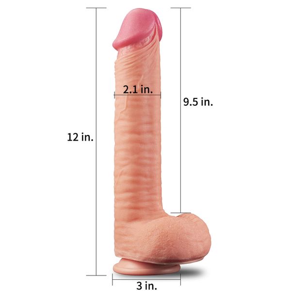 Dildo Dual Layer Platinum, 30,5 cm (w kolorze cielistym) 14388 zdjęcie