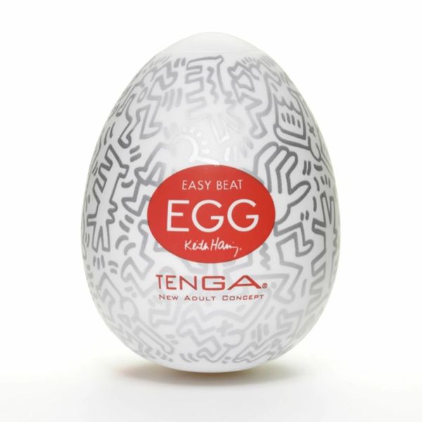 Мастурбатор-яйцо Tenga Keith Haring Party Egg, 7 см (белый) 19723 фото