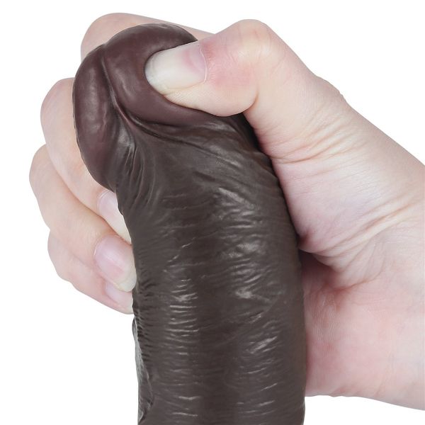 Dildo z przyssawką Lovetoy Sliding-skin Dong, 20 cm (czarny) 23371 zdjęcie