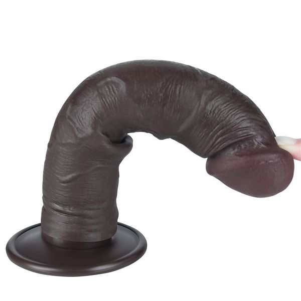 Dildo z przyssawką Lovetoy Sliding-skin Dong, 20 cm (czarny) 23371 zdjęcie