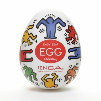 Мастурбатор-яйце Tenga Keith Haring Dance Egg, 7 см (білий) 19724 фото