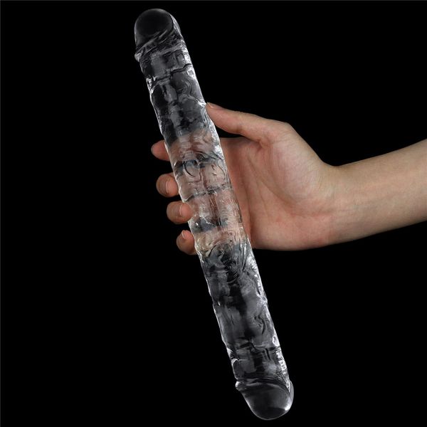 Podwójne dildo LoveToy Flawless, 30 cm (przezroczysty) 14654 zdjęcie