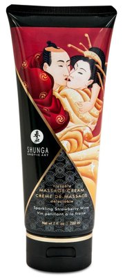 Массажный крем Shunga клубника с шампанским, 200 мл 15143 фото