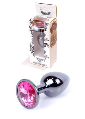 Korek analny z kryształem Boss Jewellery Dark Silver, 7х2,7cm (różowy) 7965 zdjęcie