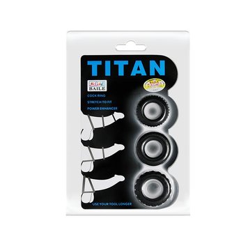 Ерекційні кільця Titan Cock Ring Set, 3 шт (чорний) 10820 фото