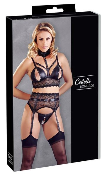 Zestaw erotyczny Cottelli Collection Bondage Bra Suspender, S (czarny) 9743 zdjęcie