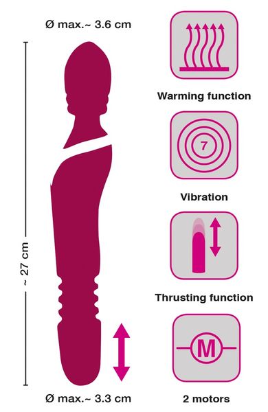 Вибратор Javida Warming & Thrusting Vibe, 27 см (розовый) 9567 фото