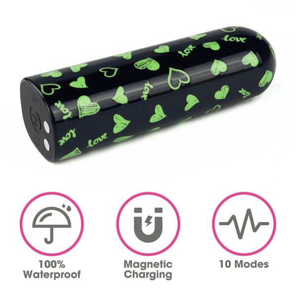 Wibrator łechtaczkowy LoveToy Heart Massager Glow In The Dark, 8,5 cm (czarny) 16203 zdjęcie