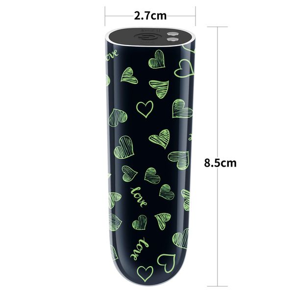 Вибратор для клитора LoveToy Heart Massager Glow In The Dark, 8,5 см (черный) 16203 фото