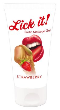 Żel lubrikant do masażu na bazie wody Lick It! truskawka, 50 ml 10838 zdjęcie