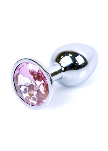 Metalowy korek analny z kryształem Boss Jewellery Silver Plug, 7 cm (różowy) 7956 zdjęcie