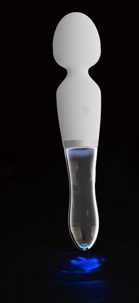 Двосторонній скляний вібратор Orion Glass Vibrator 1, 21,5 см (білий) 17179 фото