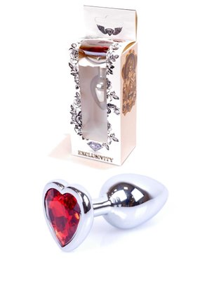 Korek analny z kryształkiem Jewellery Silver Heart Plug, 7х2,7 cm (czerwony) 7979 zdjęcie