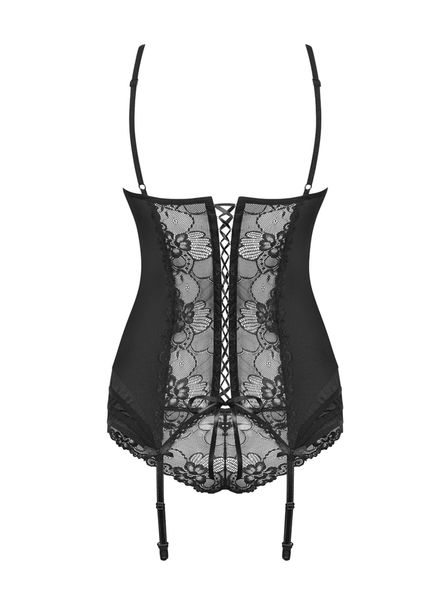 Gorset i stringi Obsessive Heartina, L/XL (czarny) 7868 zdjęcie