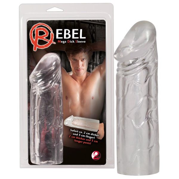 Nasadka na penisa Rebel Mega Dick Sleeve, 19 cm (przezroczysty) 9493 zdjęcie