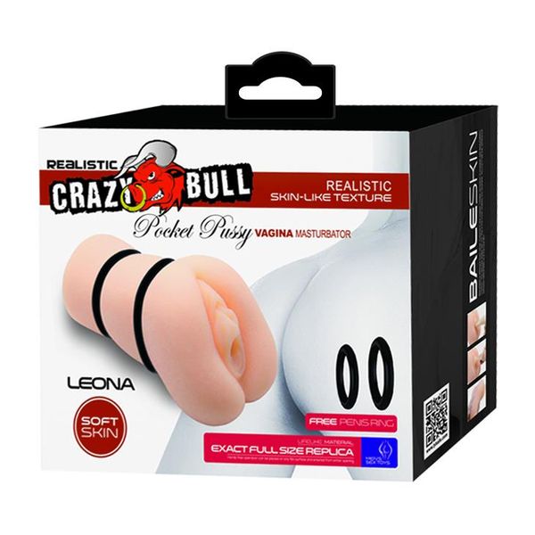 Masturbator LyBaile Crazy Bull Leona Pocket Pussy, 15,7 cm (w kolorze cielistym) 11657 zdjęcie