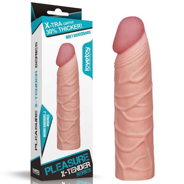 Nasadka na penisa LoveToy Pleasure X-Tender Penis Sleeve, 17 cm (cielisty) 14164 zdjęcie