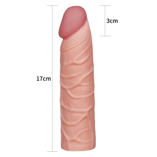 Nasadka na penisa LoveToy Pleasure X-Tender Penis Sleeve, 17 cm (cielisty) 14164 zdjęcie