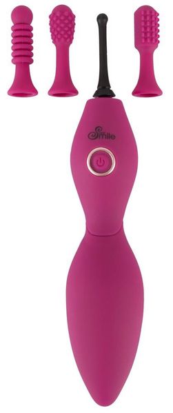 Кліторальний вібратор Sweet Smile Spot Vibrator With 3 Tips, 17,9 см (рожевий) 10904 фото