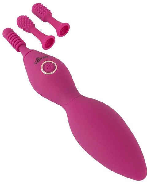 Кліторальний вібратор Sweet Smile Spot Vibrator With 3 Tips, 17,9 см (рожевий) 10904 фото