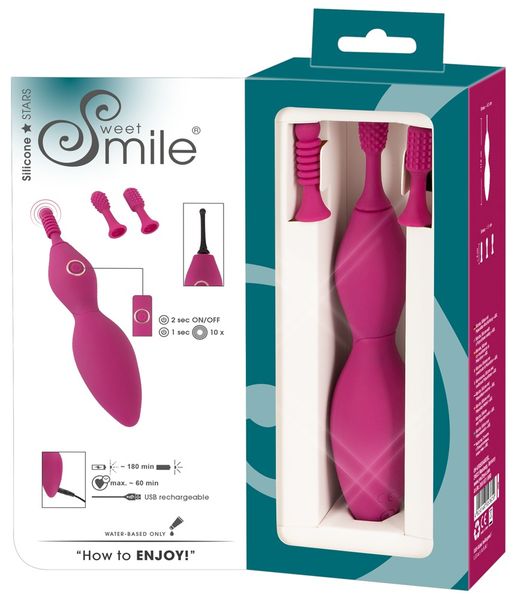 Клиторальный вибратор Sweet Smile Spot Vibrator With 3 Tips, 17,9 см (розовый) 10904 фото