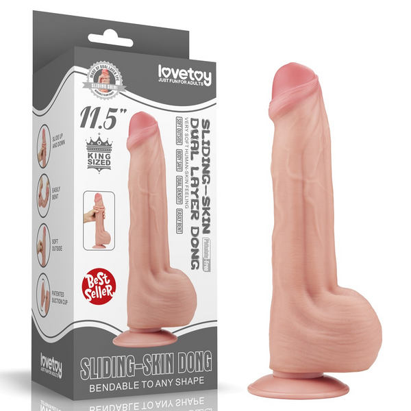 Dildo LoveToy Sliding-Skin Dual Layer Dong, 29 cm (w kolorze cielistym) 22242 zdjęcie