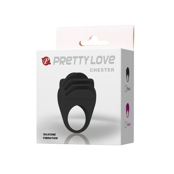 Эрекционное кольцо с вибрацией Pretty Love Chester, 6 см (черный) 7758 фото