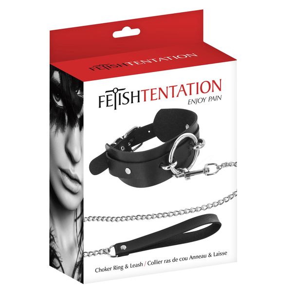 Нашийник з повідцем Fetish Tentation Ring and Leash (чорний) 18052 фото