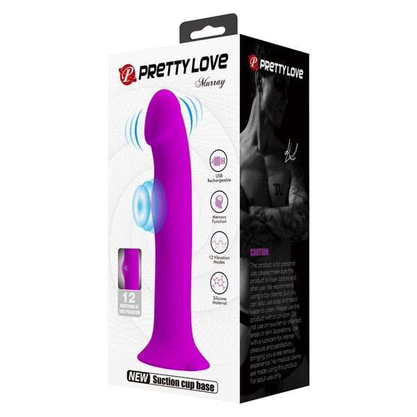 Фалоімітатор Pretty Love Murray Dildo with Vibration, 19 см (фіолетовий) 17698 фото