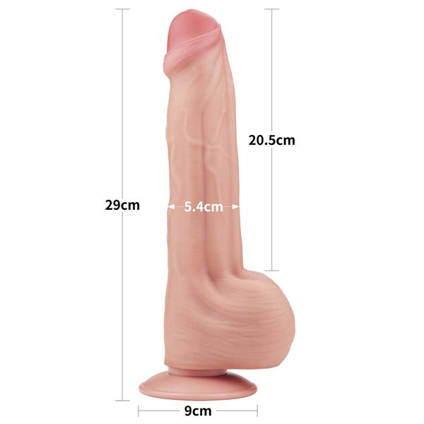 Dildo LoveToy Sliding-Skin Dual Layer Dong, 29 cm (w kolorze cielistym) 22242 zdjęcie