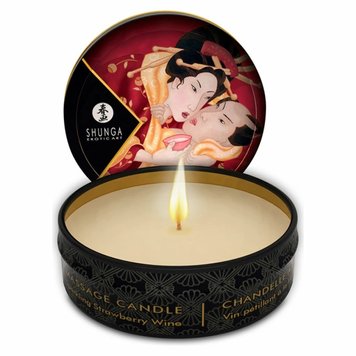 Массажная свеча Shunga Massage Candle клубничное вино, 30 мл 19836 фото