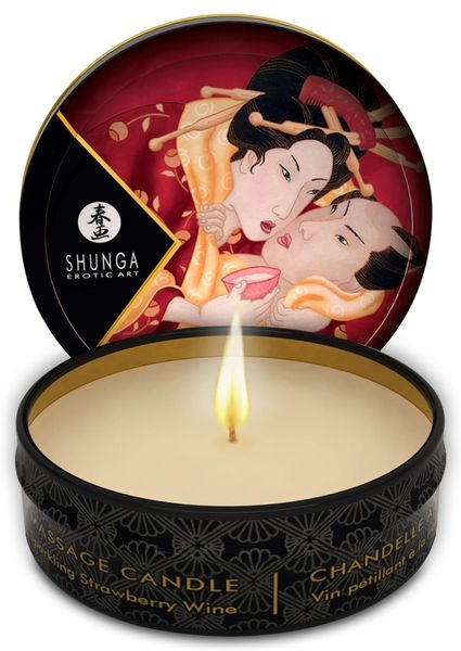 Масажна свічка Shunga Massage Candle полуничне вино, 30 мл 19836 фото