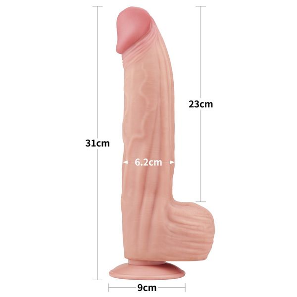 Фалоімітатор LoveToy Sliding-Skin Dual Layer Dong King Sized, 31 см (тілесний) 22243 фото