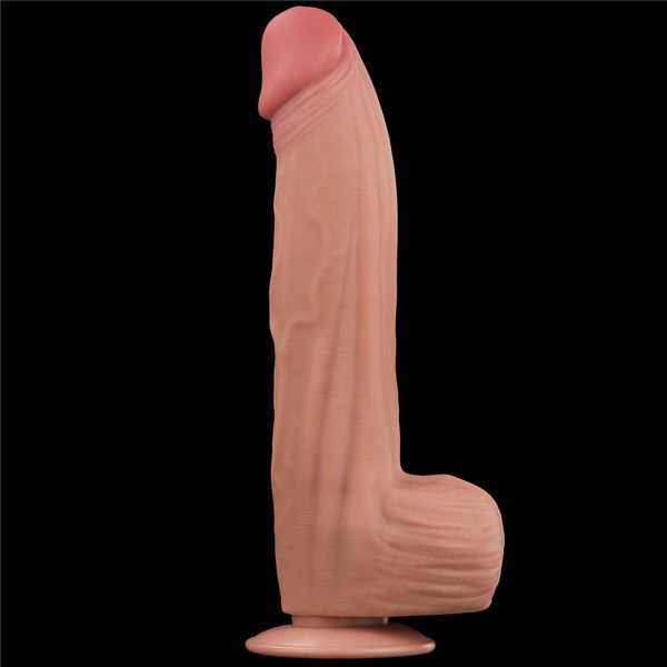 Dildo LoveToy Sliding-Skin Dual Layer Dong King Sized, 31 cm (w kolorze cielistym) 22243 zdjęcie