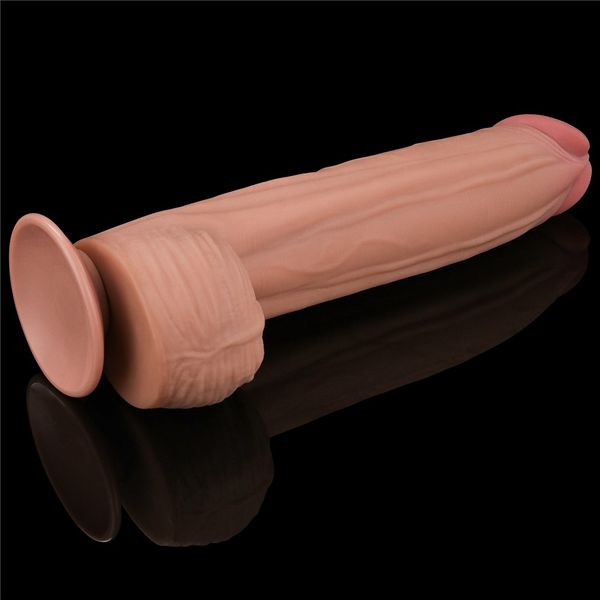 Dildo LoveToy Sliding-Skin Dual Layer Dong King Sized, 31 cm (w kolorze cielistym) 22243 zdjęcie