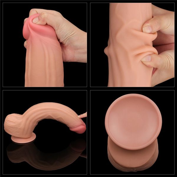 Dildo LoveToy Sliding-Skin Dual Layer Dong King Sized, 31 cm (w kolorze cielistym) 22243 zdjęcie