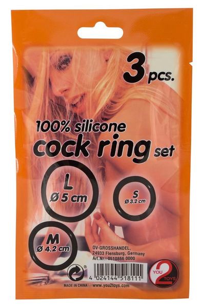 Набір ерекційних кілець Cock Ring Set, 3 шт (чорний) 4965 фото