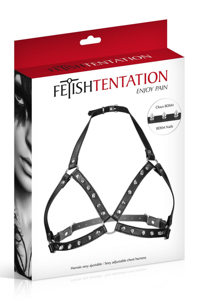 Uprząż z kolcami Fetish Tentation Sexy Adjustable Chest Harness (czarny) 18113 zdjęcie