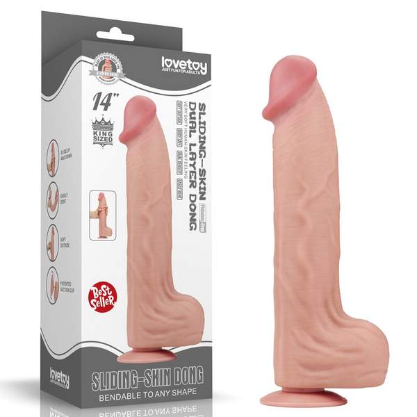 Dildo LoveToy Sliding-Skin Dual Layer Dong King Sized, 36 cm (w kolorze cielistym) 22244 zdjęcie