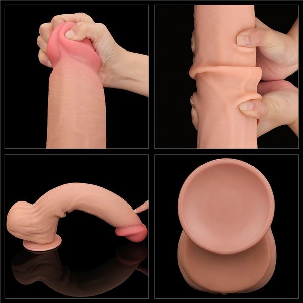 Dildo LoveToy Sliding-Skin Dual Layer Dong King Sized, 36 cm (w kolorze cielistym) 22244 zdjęcie