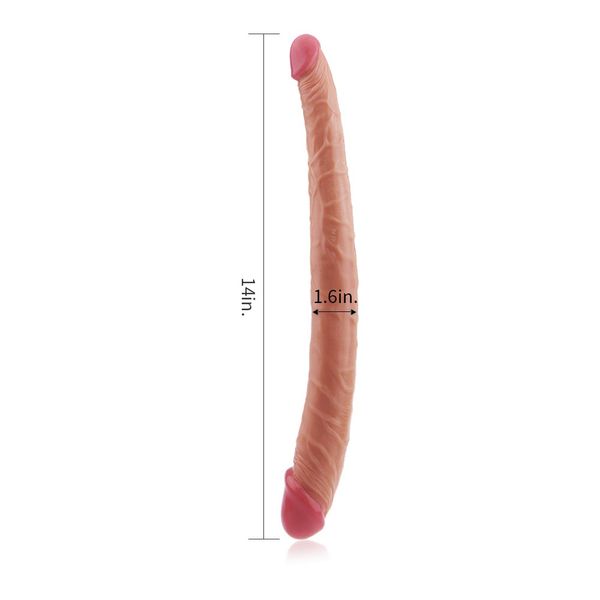 Dwustronne dildo LoveToy King Size Ladykiller, 36,5 cm (w kolorze cielistym) 21954 zdjęcie