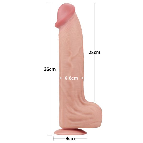 Dildo LoveToy Sliding-Skin Dual Layer Dong King Sized, 36 cm (w kolorze cielistym) 22244 zdjęcie