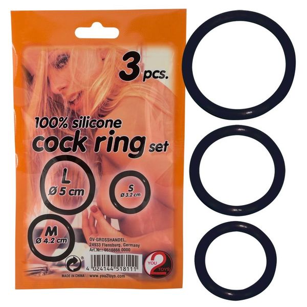 Набір ерекційних кілець Cock Ring Set, 3 шт (чорний) 4965 фото