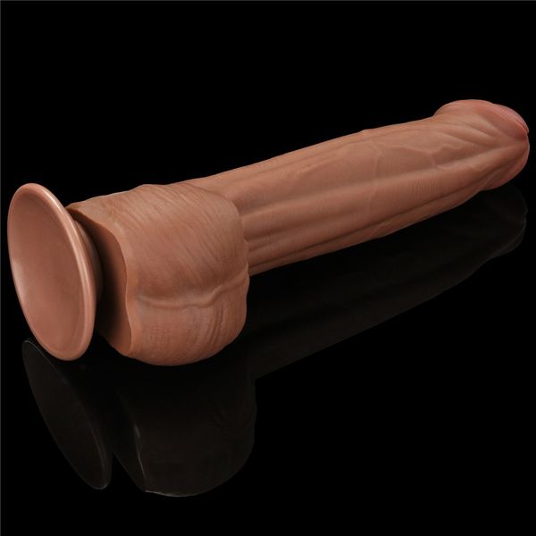 Dildo LoveToy Sliding-Skin Dual Layer Dong, 29 cm (brązowy) 22250 zdjęcie