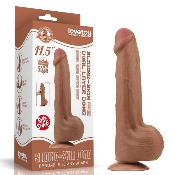 Dildo LoveToy Sliding-Skin Dual Layer Dong, 29 cm (brązowy) 22250 zdjęcie