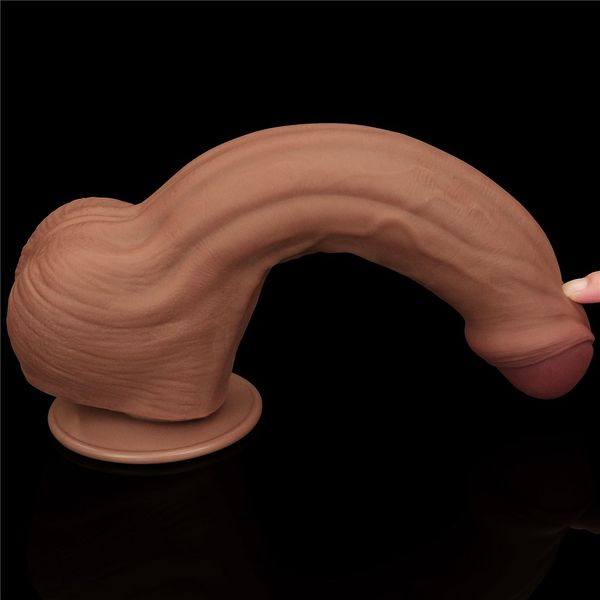 Dildo LoveToy Sliding-Skin Dual Layer Dong, 29 cm (brązowy) 22250 zdjęcie