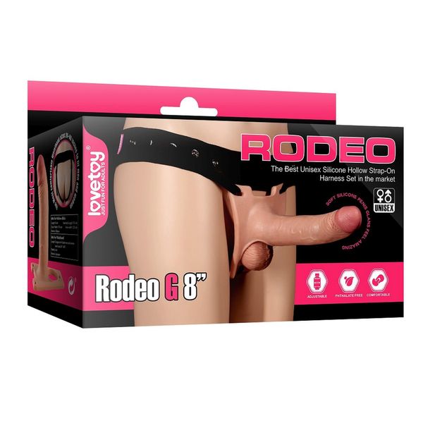 Proteza penisa Unisex Hollow Strap-On Rodeo G, 20,3 cm (w kolorze cielistym) 14392 zdjęcie