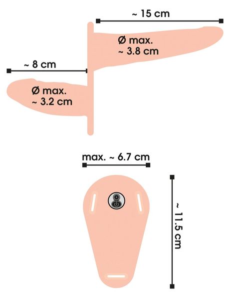 Подвійний страпон Vibrating Double Strap-On, 15,7 см (тілесний) 9596 фото