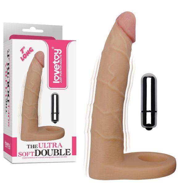 Nakładka na penisa do podwójnej penetracji z wibracjami The Ultra Soft Double, 17,8 cm (w kolorze cielistym) 14422 zdjęcie